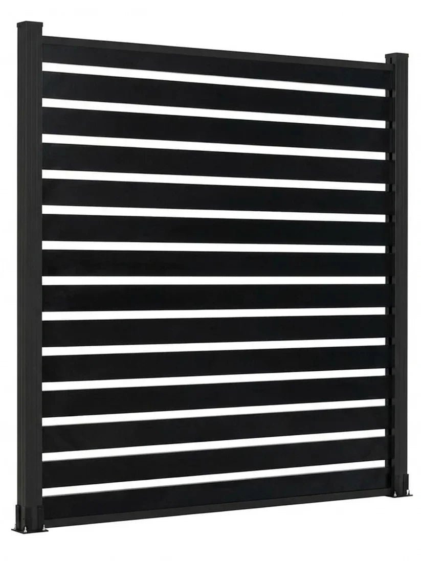 6 ft x 6 ft semi privacy aluminum open slat fence panel kit with post modern outdoor fencing