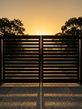 rust resistant aluminum semi privacy double gate 6ft x 10ft outdoor gate