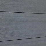 Gray composite fence boards with realistic wood grain texture, close up of outdoor composite fencing panels