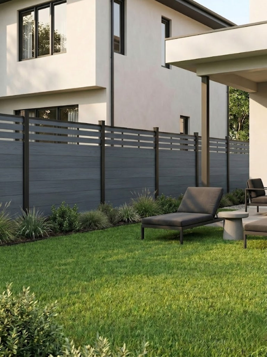 Light Gray Premium Co-Extruded Composite Lattice Top Privacy Fence Panel (with 1 Post) – 6ft x 6ft