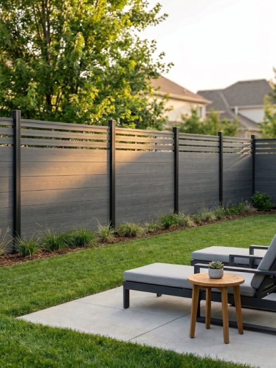 Light Gray Premium Co-Extruded Composite Lattice Top Privacy Fence Panel (with 1 Post) – 6ft x 6ft