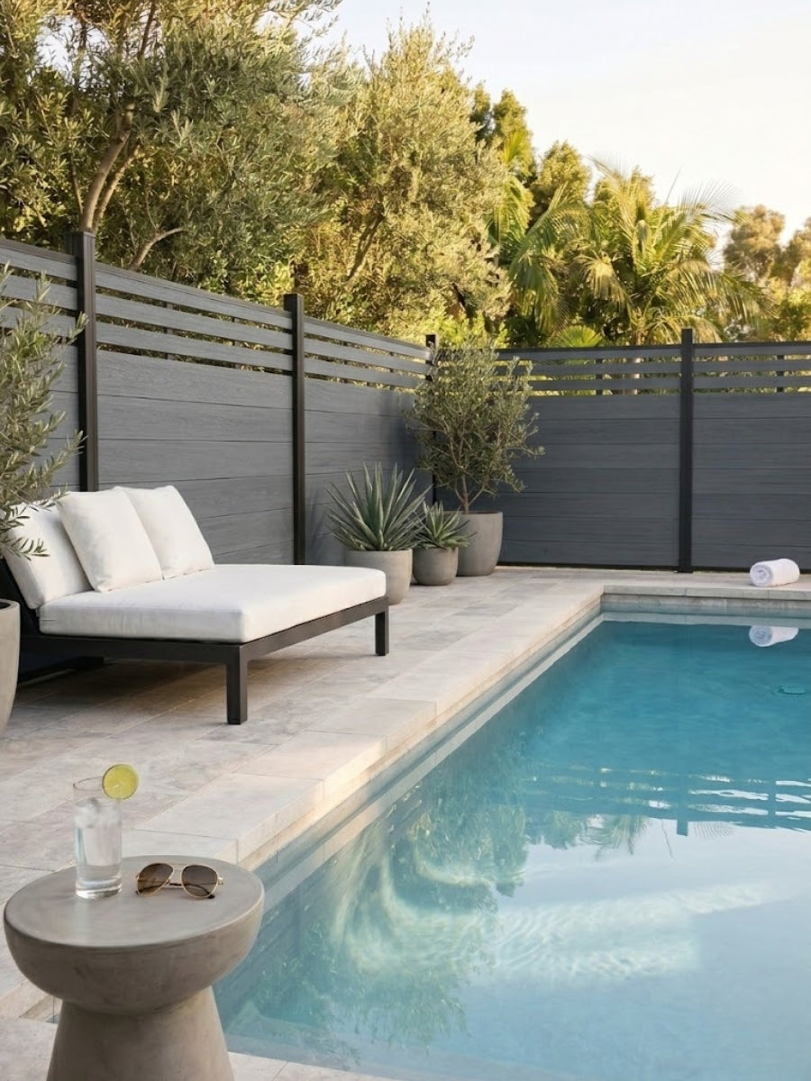 Light Gray Premium Co-Extruded Composite Lattice Top Privacy Fence Panel (with 1 Post) – 6ft x 6ft