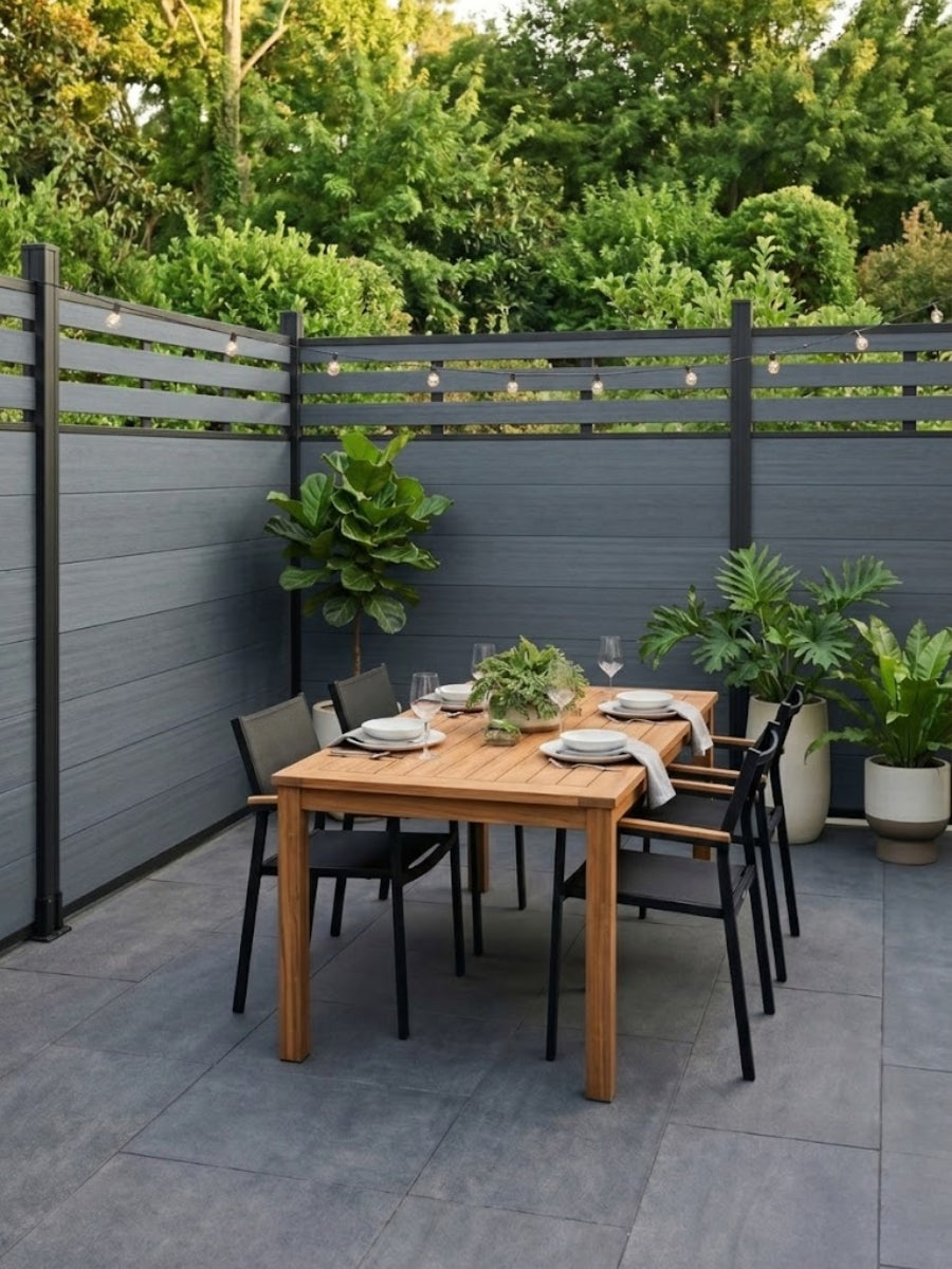 Light Gray Premium Co-Extruded Composite Lattice Top Privacy Fence Panel (with 1 Post) – 6ft x 6ft