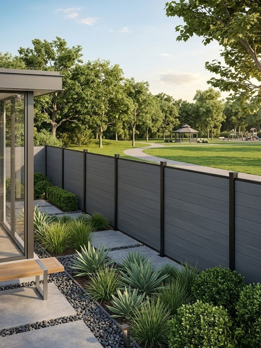 Light Gray Premium Co-Extruded Composite Privacy Fence Panel (with 1 Post) – 6ft x 6ft