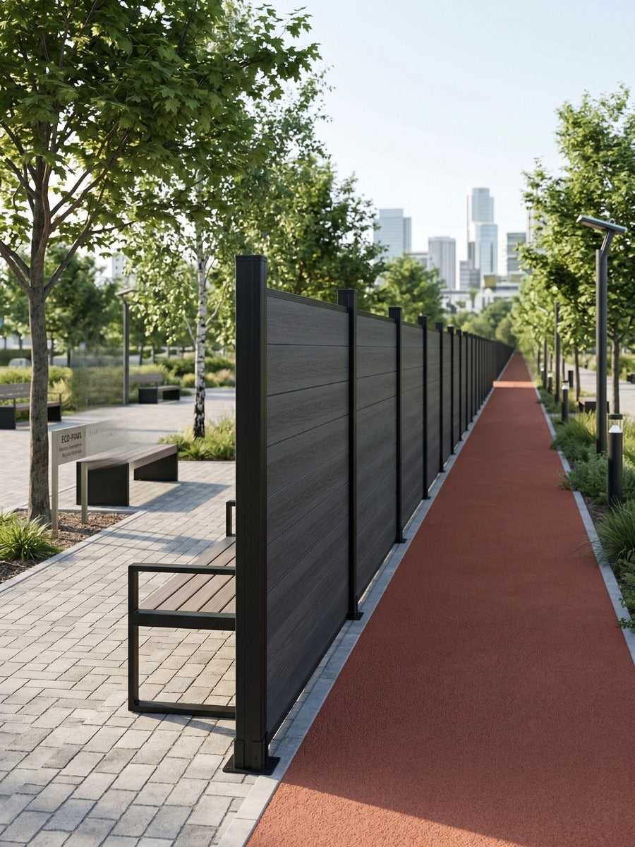 Black Premium Co-Extruded Composite Privacy Fence Panel (with 1 Post) – 6ft x 6ft