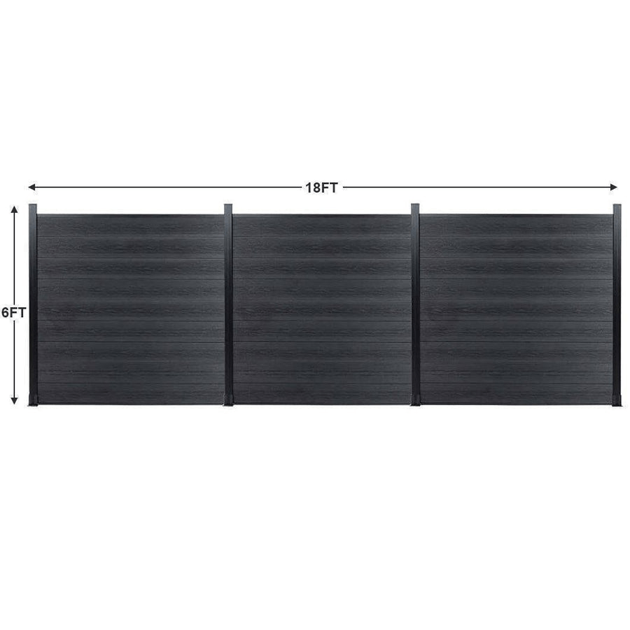 18 ft wide x 6 ft high composite privacy fence panel in dark gray co-extruded wood-grain finish