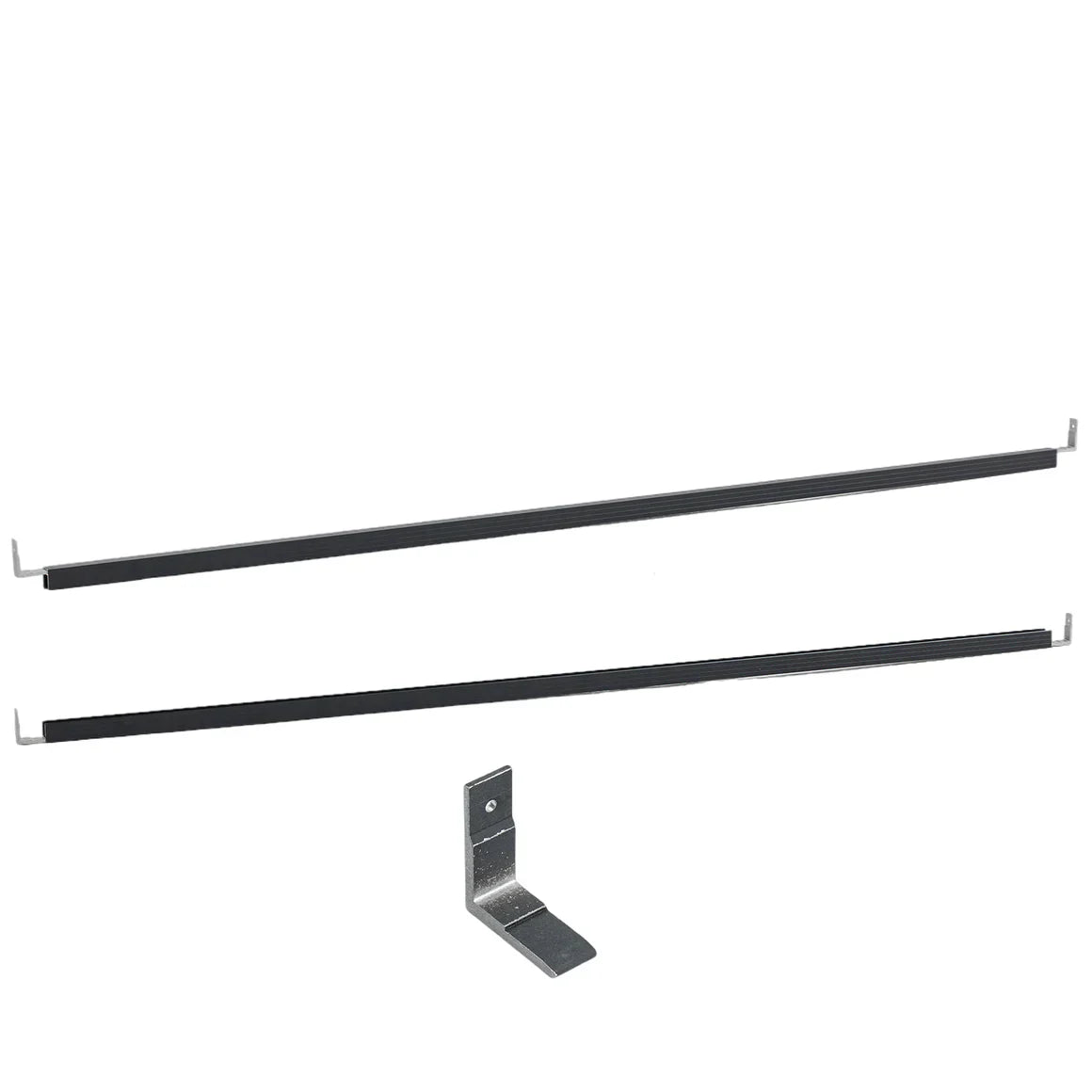 Black aluminum fence gate support rails with mounting bracket for composite or aluminum gates