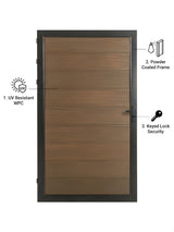 walnut WPC fence single gate 4ft x 6ft wood grain composite outdoor gate