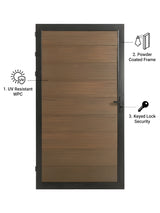 Walnut composite fence gate 3ft wide 6ft tall modern outdoor gate panel