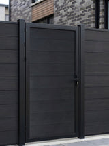 Outdoor black WPC fence gate for home garden and side entrance