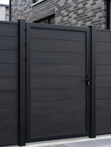 black WPC privacy gate 4x6 ft for side yard and garden access